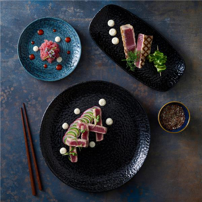 Studio Prints Homespun Chroma Carbon Chefs` Oblong Plate 7.8inch x 4.75inch / 20 x 12.1cm