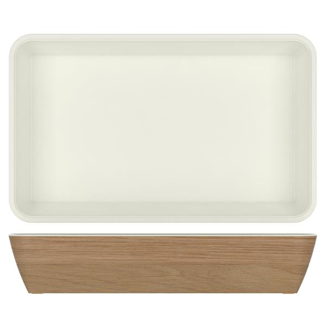 Light Oak/White New Haven Melamine GN1/1 Deep Dish 53 x 32.5 x 10cm