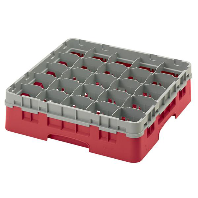 25 Compartment Glass Rack with 1 Extender H114mm - Red