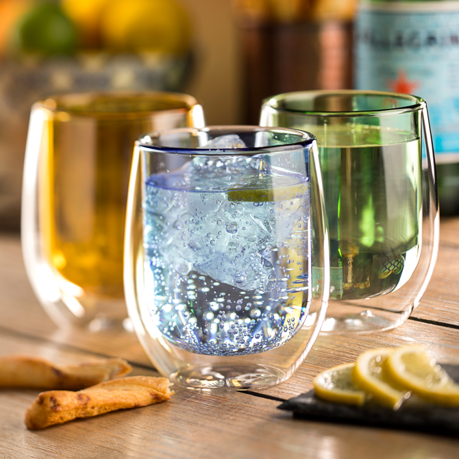 Double Wall Water Glass Blue 9.7oz / 270ml