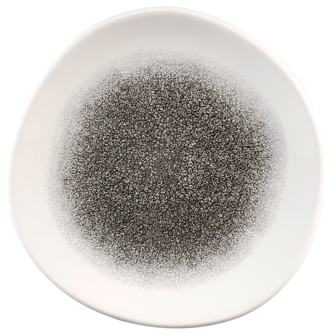 Studio Prints Raku Organic Round Plate Quartz Black 8.26inch / 21cm	