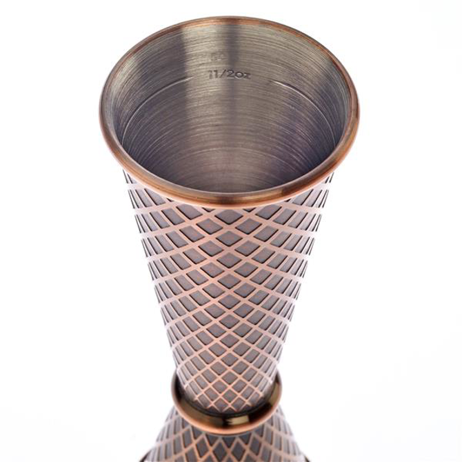 Diamond Lattice Japanese Jigger Antique Copper 1 x 2oz
