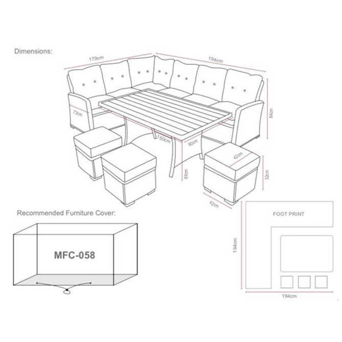 Maiori Dark Grey ADJ Causal Dining Set