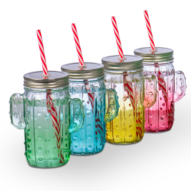 Faded Cactus Mason Jars 16oz / 454ml