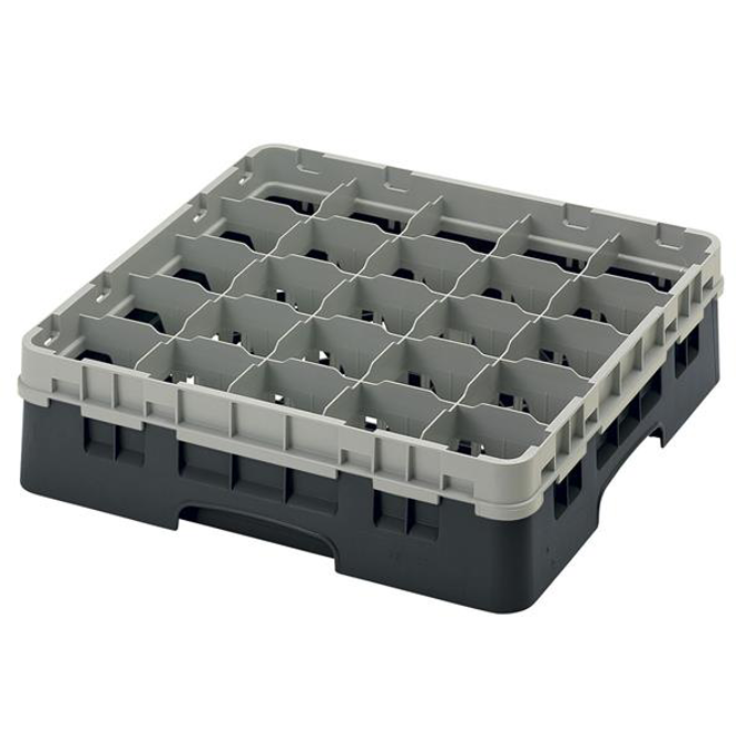 25 Compartment Glass Rack with 1 Extender H114mm - Black