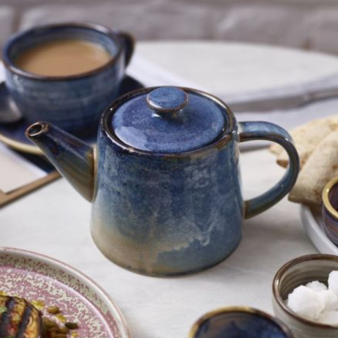 Terra Porcelain Aqua Blue Teapot 17.6oz / 500ml