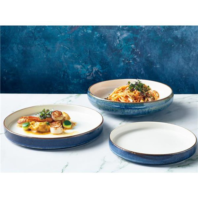 Terra Porcelain Aqua Blue Two Tone Presentation Plate 26cm