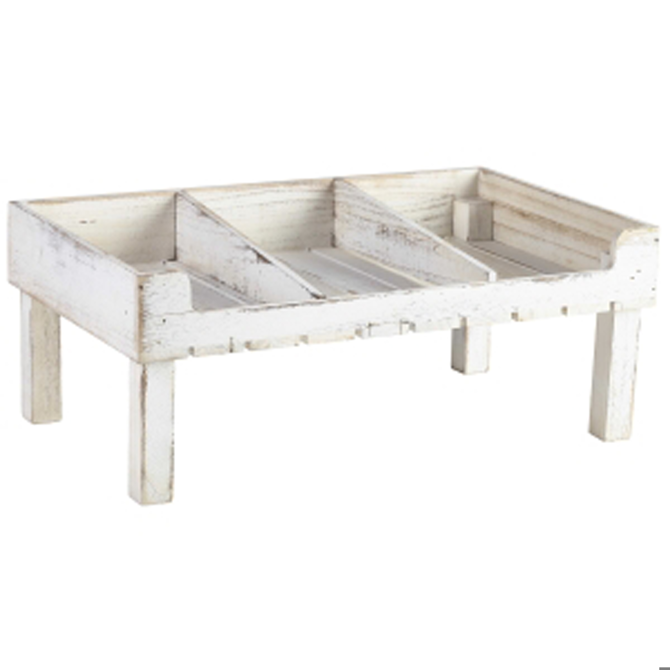 Wooden Display Crate Stand White Wash Finish 53 x 32 x 21cm