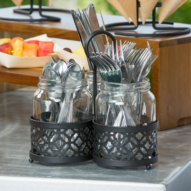 Farmhouse 3 Piece Mason Jar Cutlery Holder