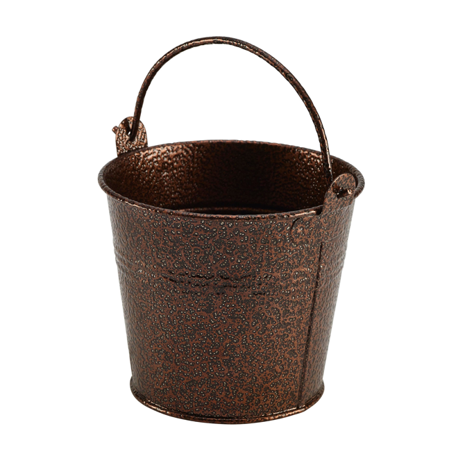 Genware Galvanised Steel Serving Bucket Hammered Copper 10cm