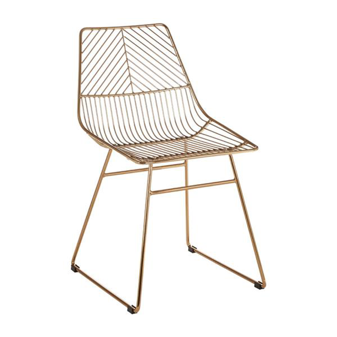 District Small Gold Metal Wire Chair