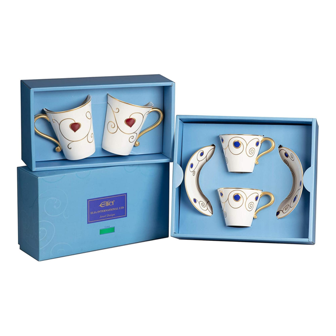 Elia Jewel Red & Gold Four Piece Tea Set