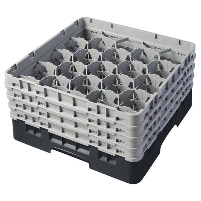 20 Compartment Glass Rack with 4 Extenders H215mm - Black