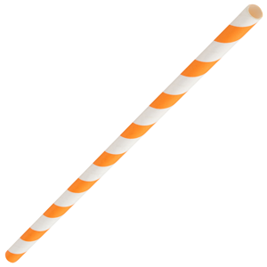 Orange &amp; White Paper Straws 8inch