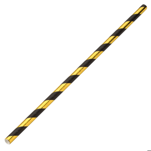 Gold &amp; Black Paper Straws 8inch
