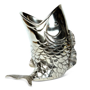 Antique Silver Fish Bottle Holder