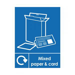 Mixed Paper &amp; Card Recycling Sticker 200 x 150mm