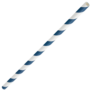 Navy &amp; White Paper Straws 8inch
