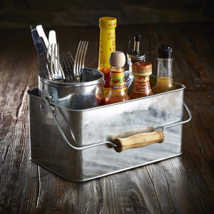 Genware Galvanised Steel Rectangular Table Caddy