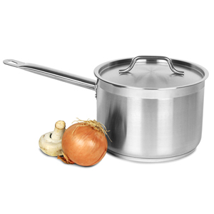 Genware Stainless Steel Deep Saucepan &amp; Lid 4.4ltr