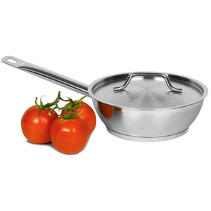 Genware Stainless Steel Sauteuse Pan &amp; Lid 1.6ltr