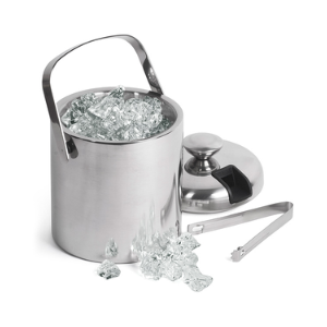 Double Walled Ice Bucket With Tongs Inside Lid