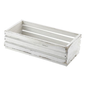 Genware Wooden Crate White Wash Finish 25 x 12 x 7.5cm