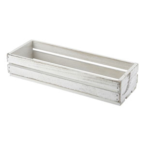 Genware Wooden Crate White Wash Finish 34 x 12 x 7cm