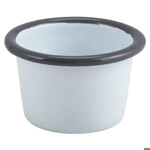 Enamel Ramekin White and Grey 3.2oz / 90ml