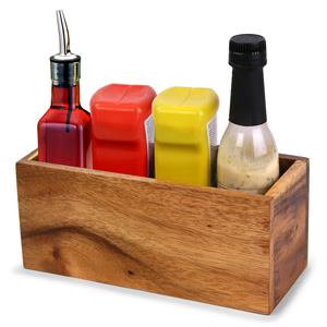 Acacia Wooden Condiment Caddy 23 x 10 x 10cm