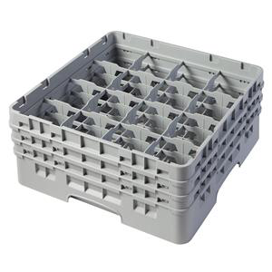 16 Compartment Glass Rack with 3 Extenders H174mm - Grey