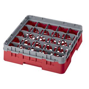 25 Compartment Glass Rack with 1 Extender H92mm - Red